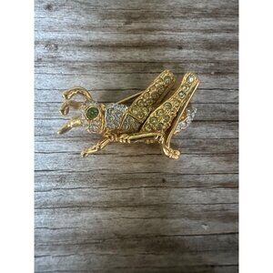 Swarovski Grasshopper Brooch Pin With Pave Crystals Retired